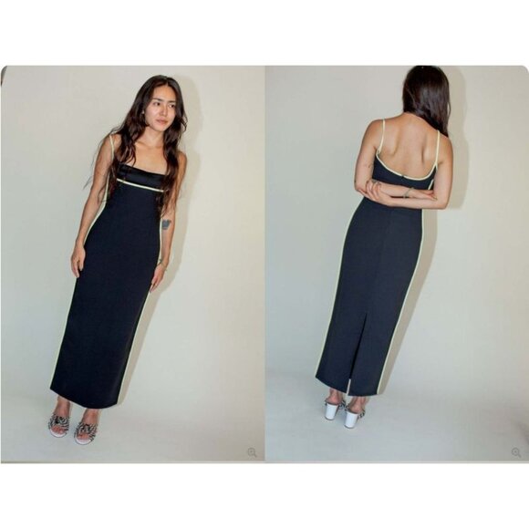 Paris Georgia Womens Dress in Black Leather Lime Small New Midi Cocktail - Picture 10 of 16